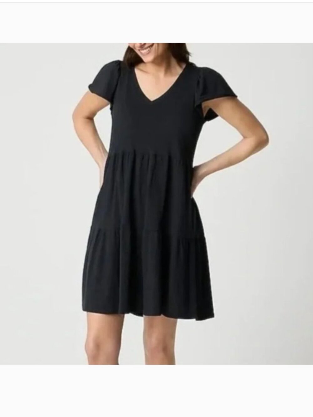 J. Crew Black Tiered Cotton T-Shirt Midi Dress, Size Medium — New Without Tags